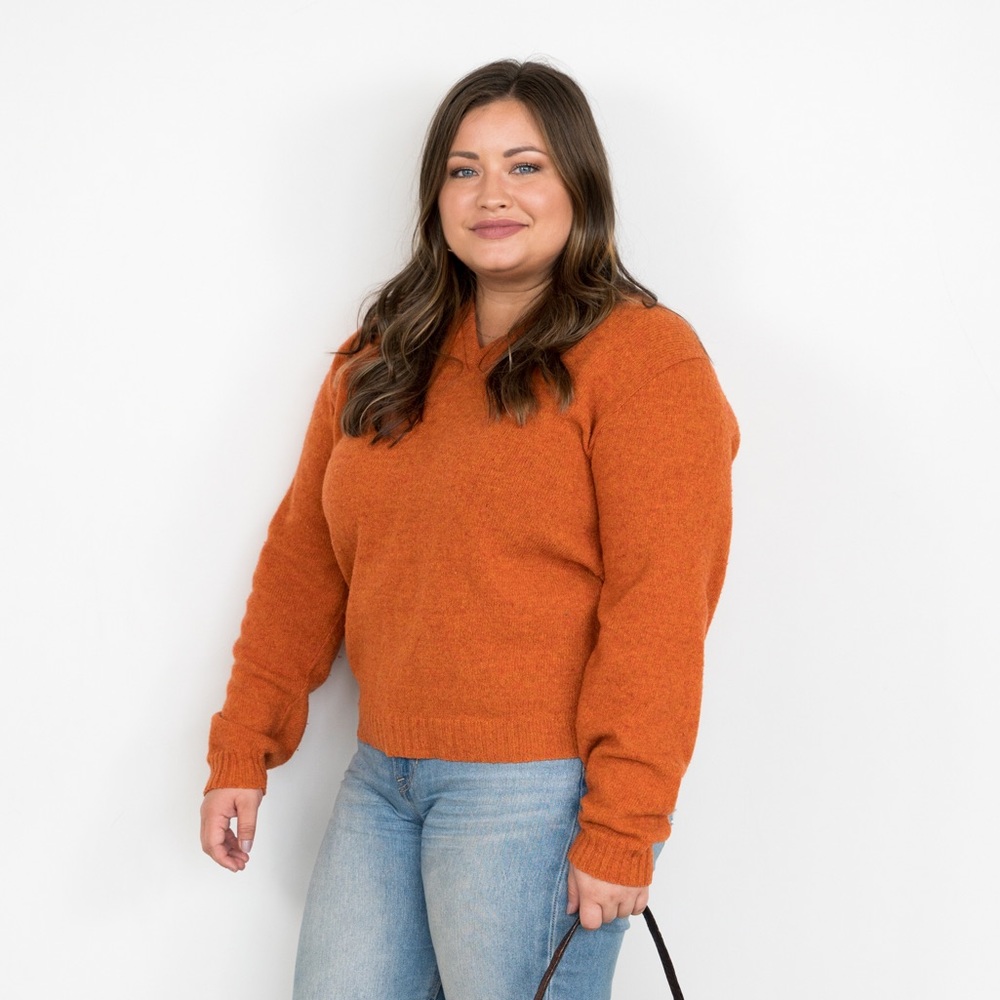 Burnt Orange V-Neck Sweater